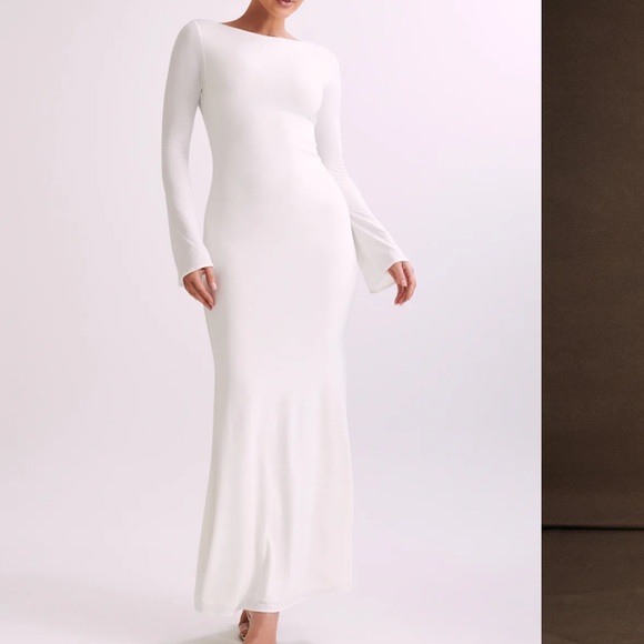 Meshki White Long Sleeve Gown - Picture 2 of 2